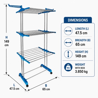 SS. Pipe 3 Layer Drying Cloth Rack ( Classic ) 3.850 Kg