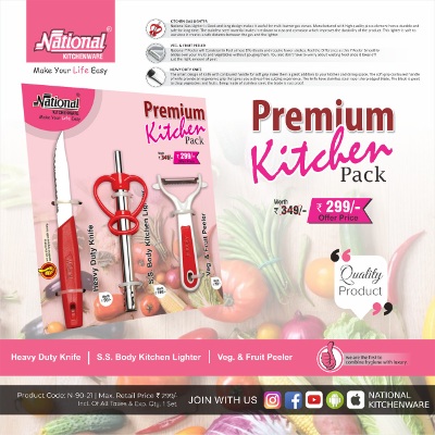 Premium Kitchen Pack (knife, Peeler & Lighter )