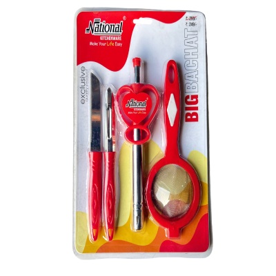 Big Bachat Populer 4 Pcs Set (knife,peeler, Strainer, Lighter Pack)